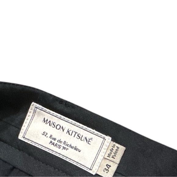 NWT MAISON KITSUNE Pinstriped Tapered Black Trousers - Picture 5 of 6